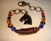 Red Navy and Peridot Wirebead Bracelet - number 62 - Limited Editions