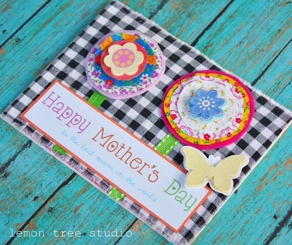 Happy Mother's Day to the Best Mom in the World  --  Stitched Greeting Card