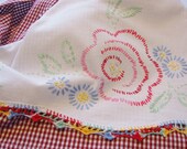 VIntage Pillowcase Recycled to Upcycled Tea Towel - Summer Picnic  - Homespun Home Decor