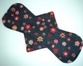 Cloth Menstrual Pad - 12.5" Bamboo  Hemp  -  Regular Absorbency - Heatwave Floral
