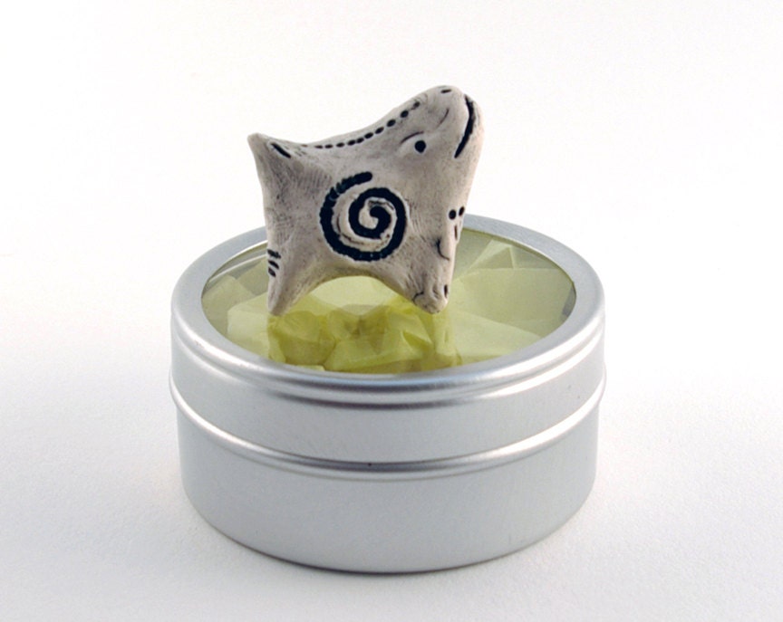 Ceramic Creature Totem, Miniature Porcelain Clay Monster Figurine
