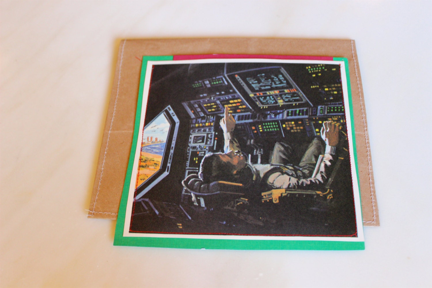N.A.S.A. space training - handmade card from a vintage children's book