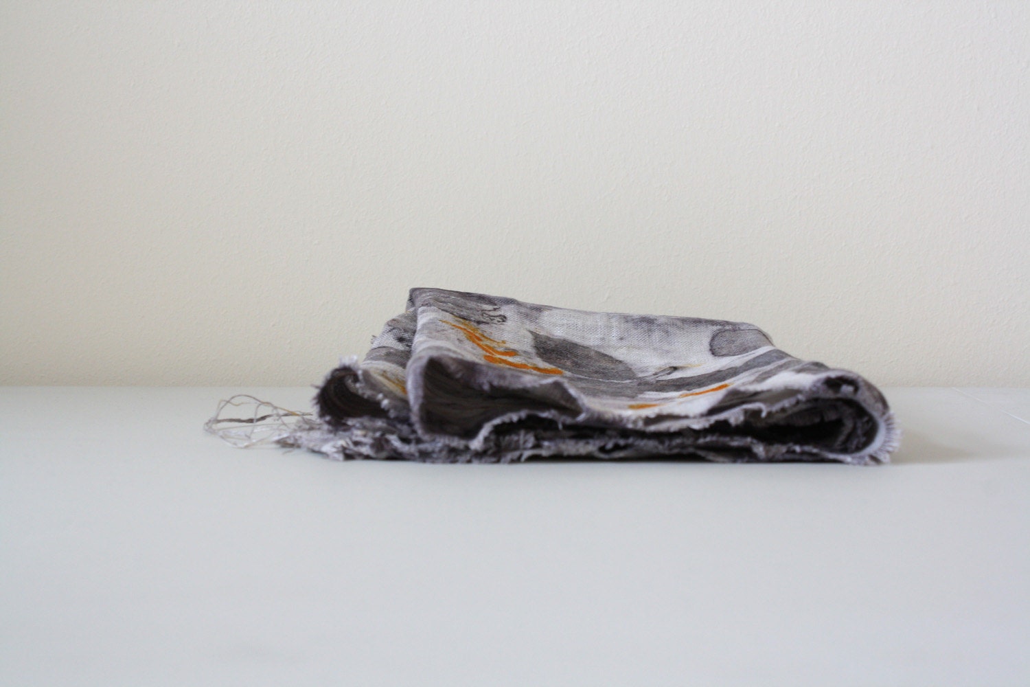 Hand dyed fabric naturally dyed and printed  linen by Red2White