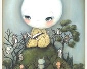 Moon Print Owl Story Children Wall Art ---Moonlit Stories