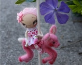 Carousel Doll Needle Felted Pink Fawn And OOAK Art Doll Rider