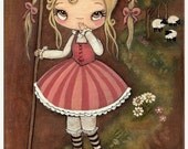 Nursery Art Original Painting Little Bo Peep Fairy Tale Lost Sheep Wall Art 8  x 12