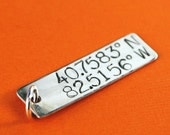 Latitude and Longitude Sterling Silver Coordinates Pendant -Custom Stamped