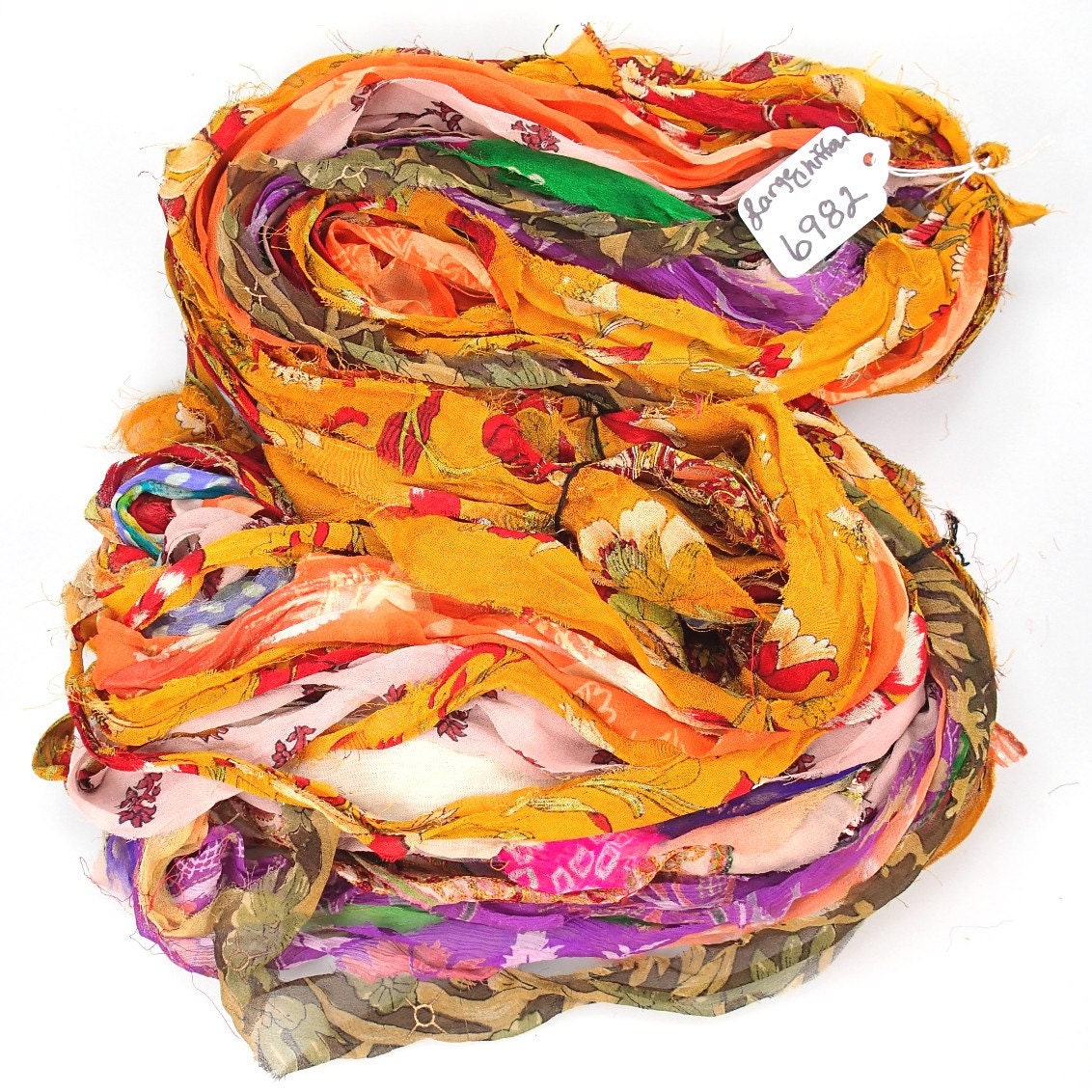 CUSTOM FOR ARTDIVAS. Chiffon silk sari ribbon Lrg skein