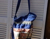 Rosemary's Handbag Purse  Handmade Hobo Pouch OOAK Tote Drawstring Close Large