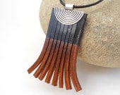 Leather Fringe Necklace, Black and Brown