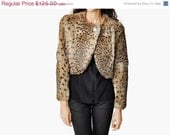 SALE - Vintage Animal Print Fur Cropped Coat