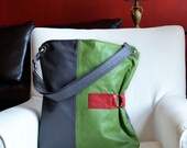 Leather Bag - The Luella in Olive Green and Grey