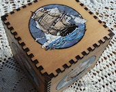 Tall Sailing Ship  Cedar Cube Box