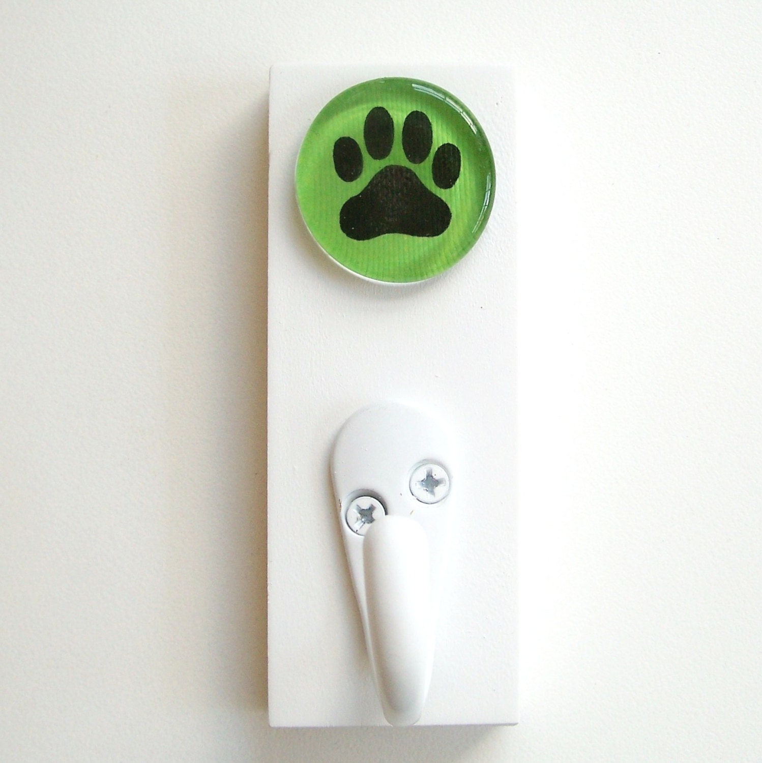Leash Hook- Paw Print - Green