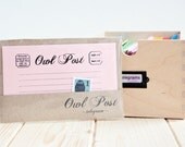 Owl Post Stationery - One Gocco Printed Flat Note and Envelope