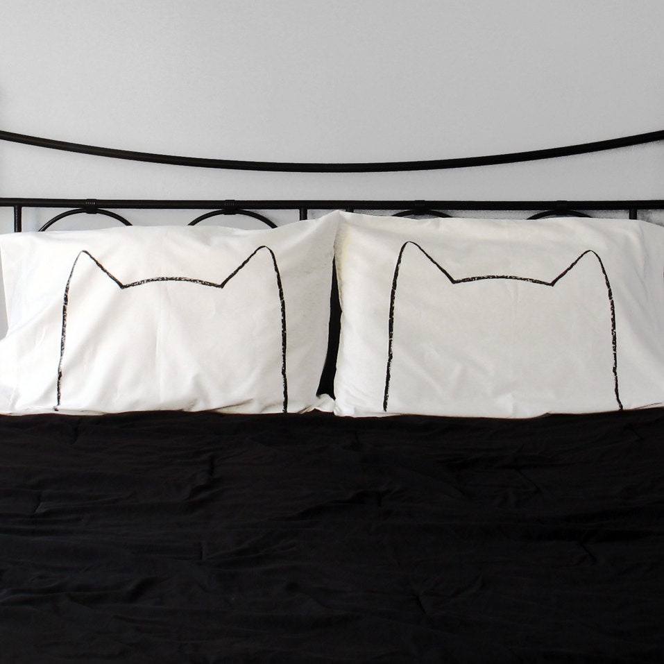 Cat Nap Pillow case Set : 300TC Standard - kitten home decor, bedding, gift for couples, as seen in Your Cat Magazine & DailyCandy
