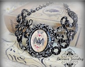 33% OFF  Sale Victorian BAT Aged SHabby BIB Statement Necklace creepy horror steampunk neovictorian urban antique golden floral crown