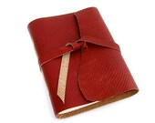 Red Leather Journal, Reptile Print Python Embossed Red Journal and Sketchbook