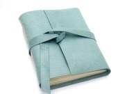 Handmade Summer Leather Journal, A Beach Inspired Sketchbook in Pale Caribbean Blue Lambskin