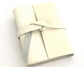 Ostrich Embossed Cream Leather Journal and Sketchbook, A Handmade Leather Diary Accented with French Blue
