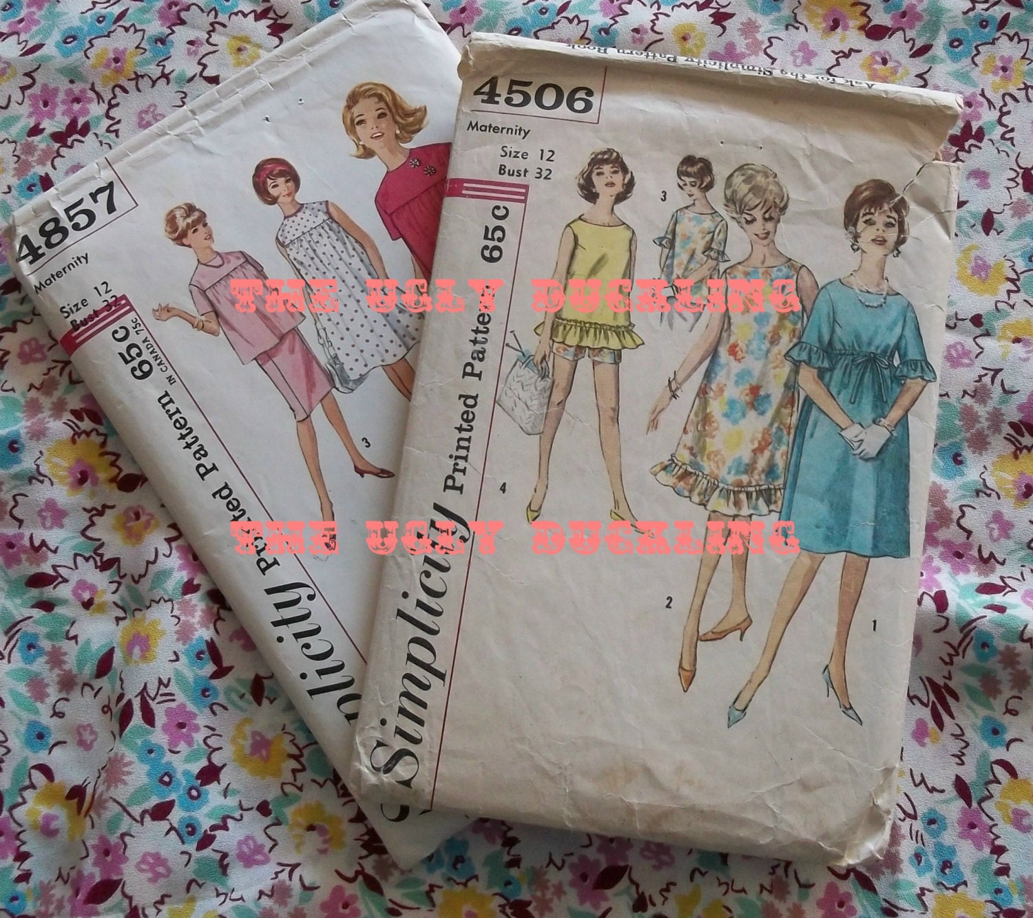 2 Vintage 1960s Womens Maternity Shorts Skirt Blouse Top Dress Patterns Size 12 Ephemera Destash Sewing Supplies