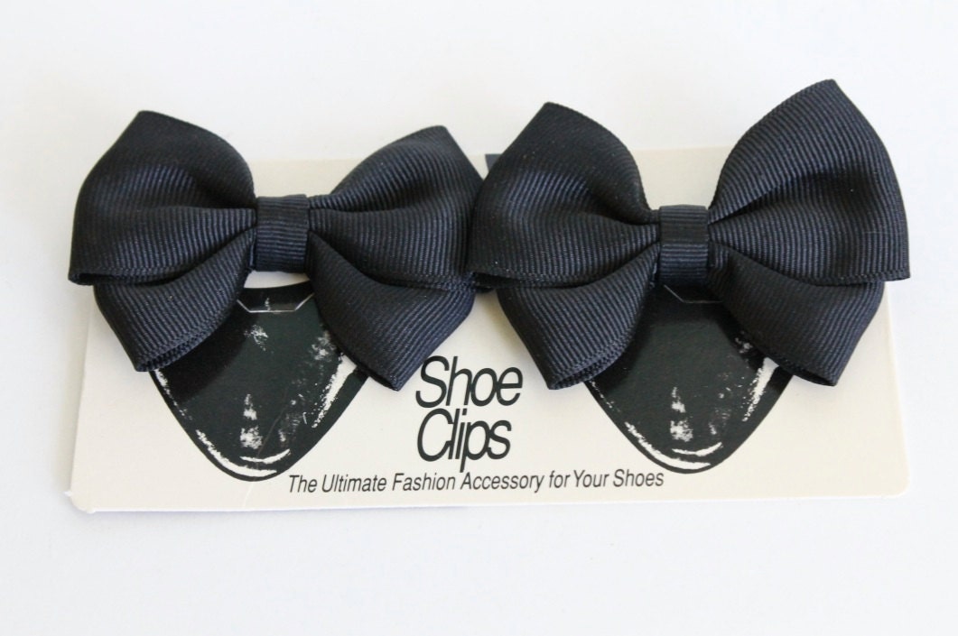 Black Bow Shoe Clips. 1980s