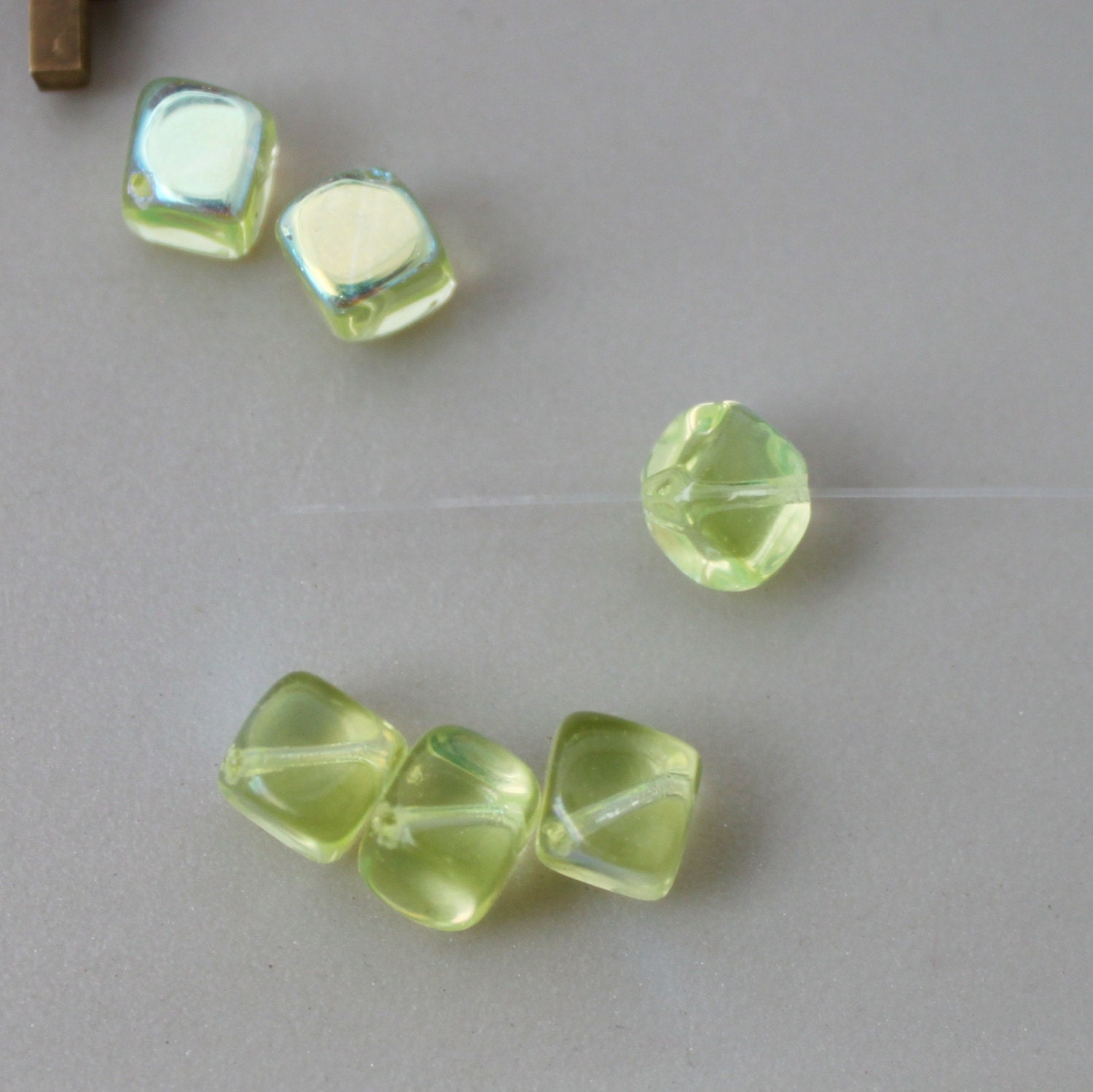 10mm Jonquil  AB Diagonal hole beads. Czech glass (10) GB937 Margarita MIxer
