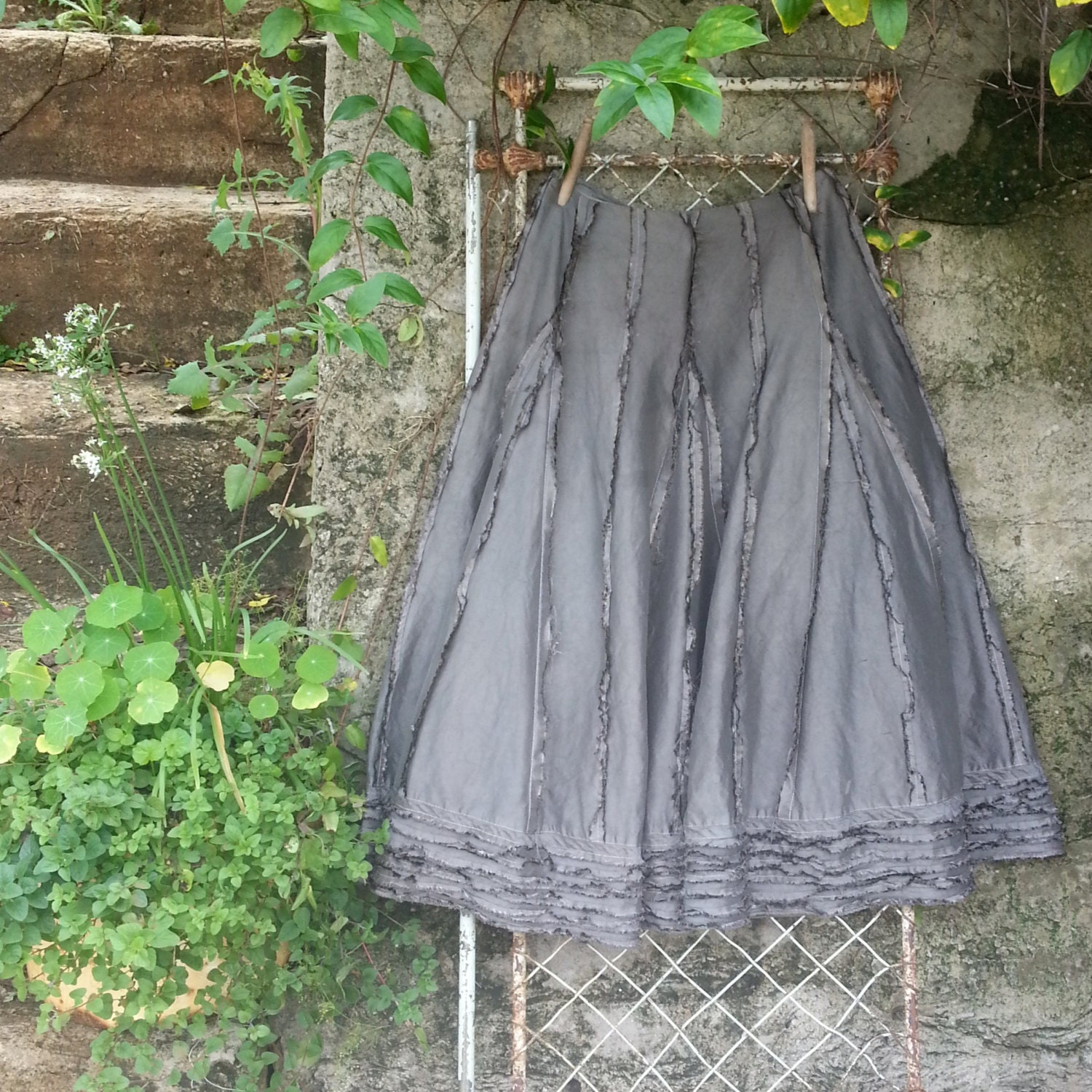 SALE  Charcoal Silk Taffeta Skirt Size XLarge
