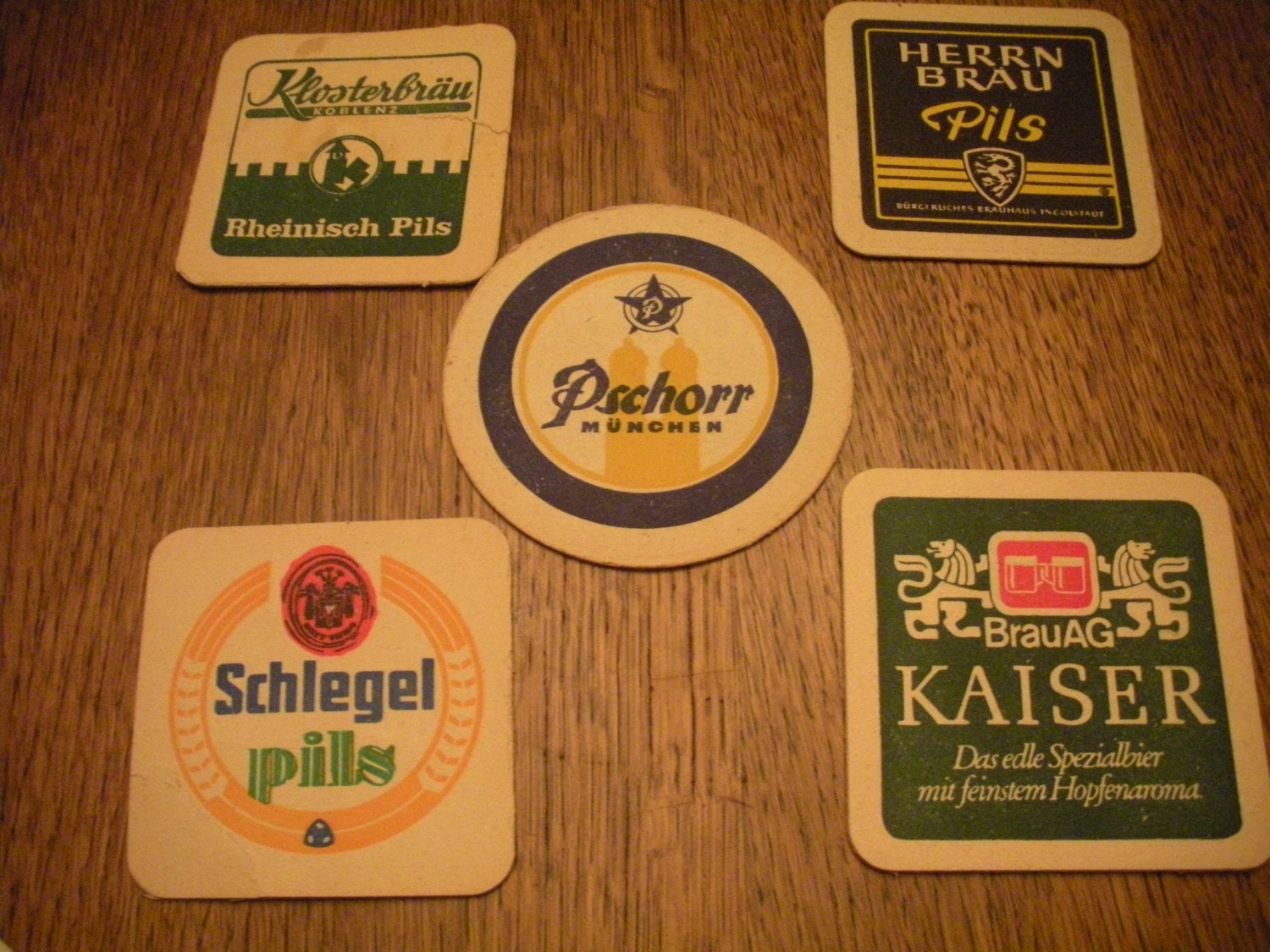 Set of 5 Vintage German Beer Advertising Coasters
