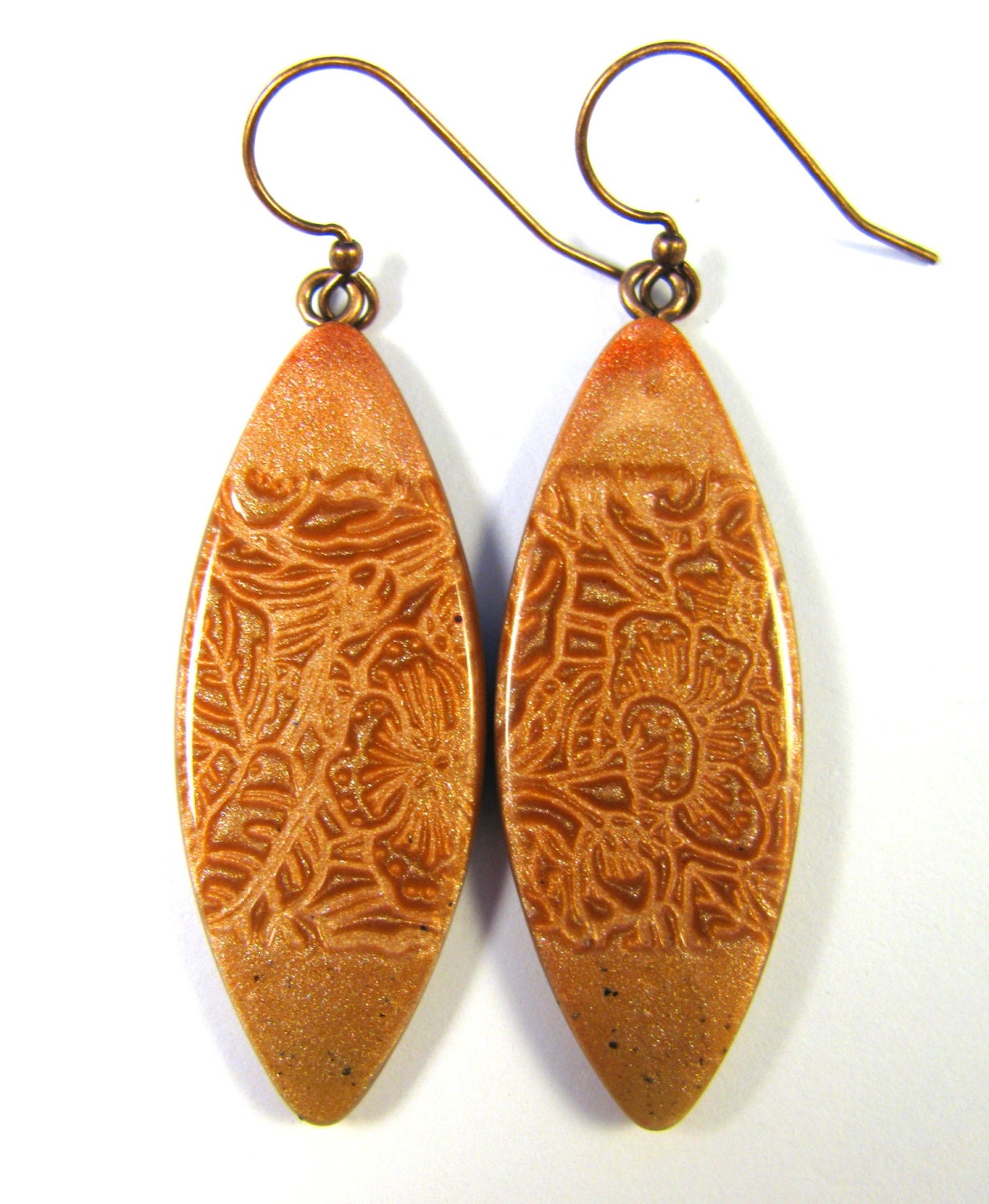 Southwestern Landscapes Series - Red Tipped Copper Floral Mica Shift Earrings