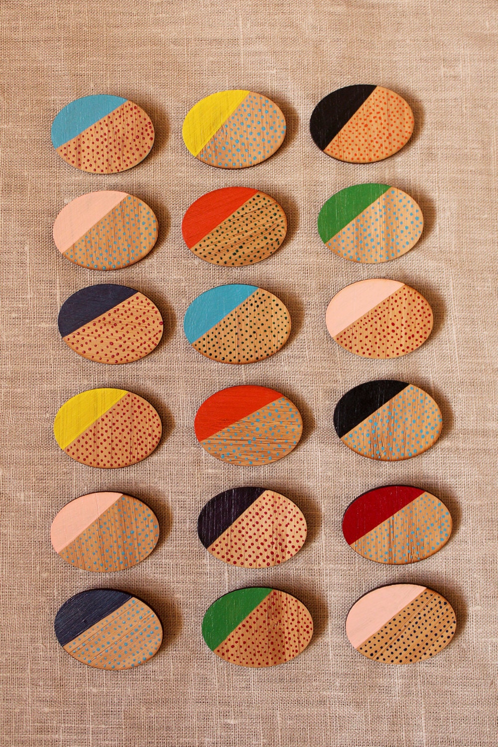 Colour Dotted Bamboo Brooch