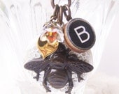 Bee Locket Necklace, nature inspired
