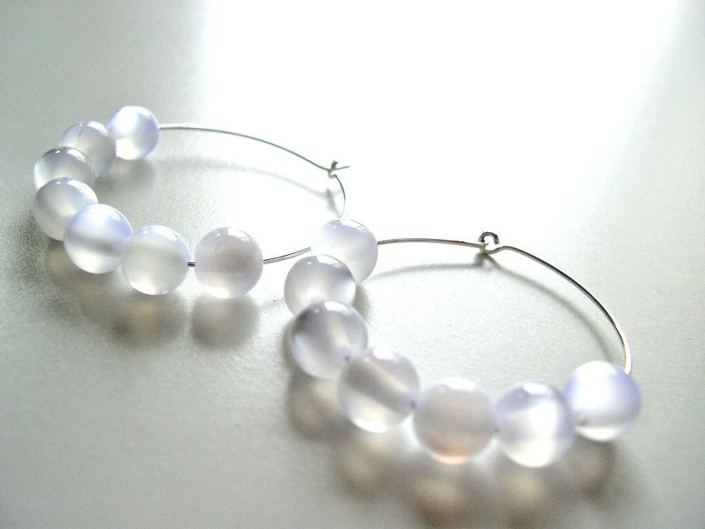 Moonglow white  hoop earrings kawaii sweet lolita fairy kei