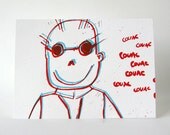 Self-Portrait Screenprint Silkscreen 5x7 hand-pulled print Weird Funny
