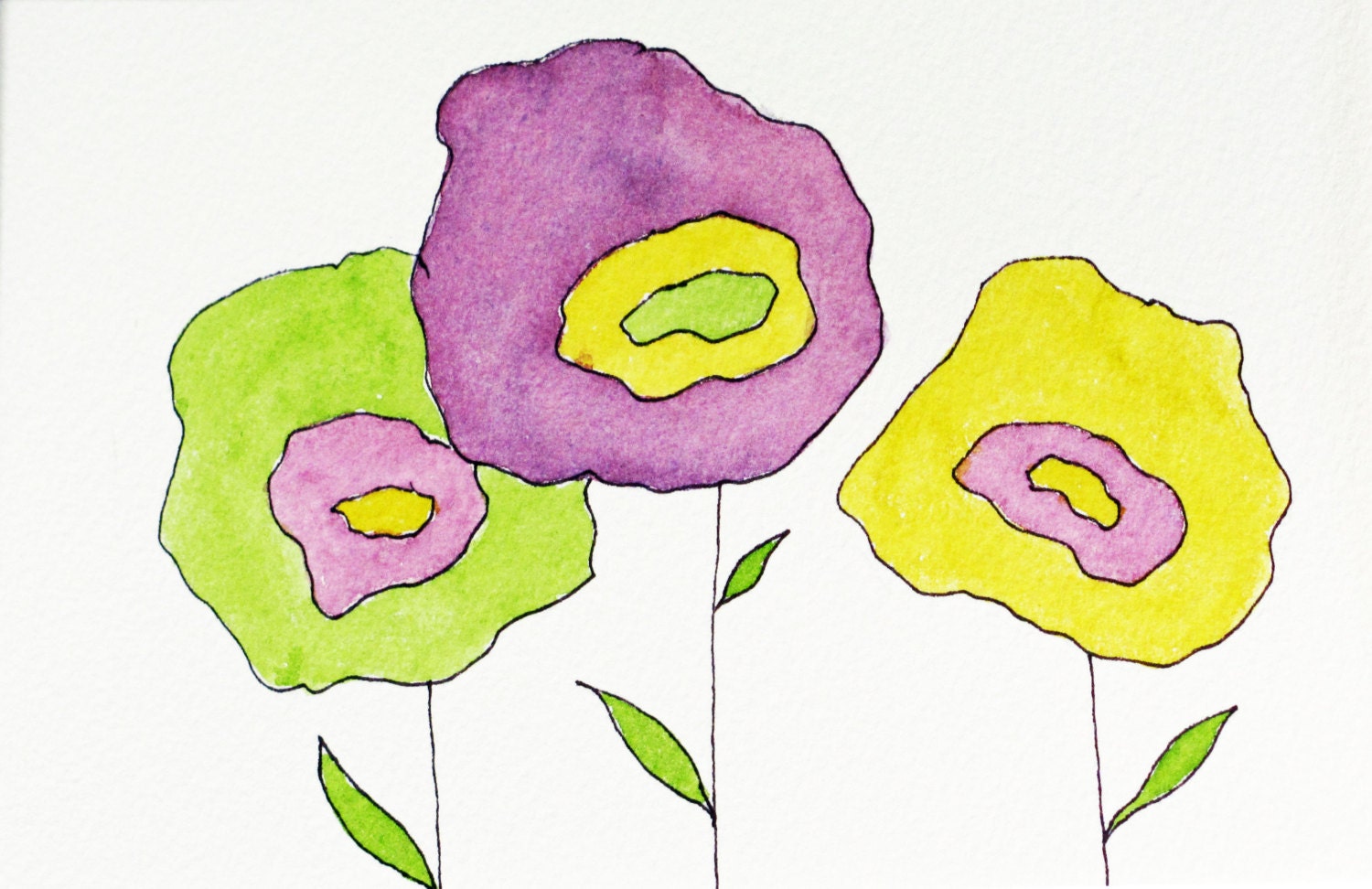 abstract flower painting, watercolor flower, home and living decor, modern home decor, childrens bedroom decor