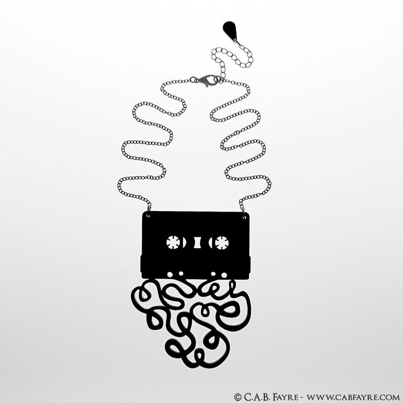 The Mixtape Breakup Necklace - Laser Cut Acrylic - Cassette Tape (C.A.B. Fayre Original Design)