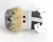 Stuffed Viking Pillow Doll Plush, Furry Vest, Lush Mustache, READY TO SHIP, Great Gift for Manly Father's Day
