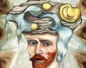 Vincent Van Gogh as Artist Conk Mushroom Open edition print