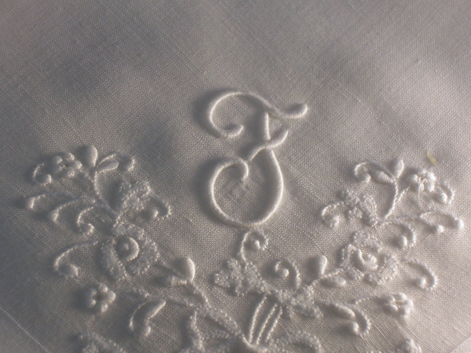 Vintage White Hanky with a Initial F - Hankie Handkerchief