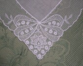 Vintage White Lace Hanky - Hankie Handkerchief with Lots of Lace