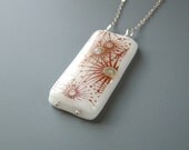Retro Burst Fused Glass Necklace Sterling Silver Sage White