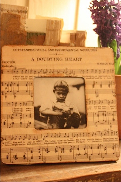 Vintage music sheet picture/photo frame shabby chic