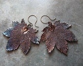 Real Leaf Earrings - Oxidized Sterling Silver - Full Moon Maple