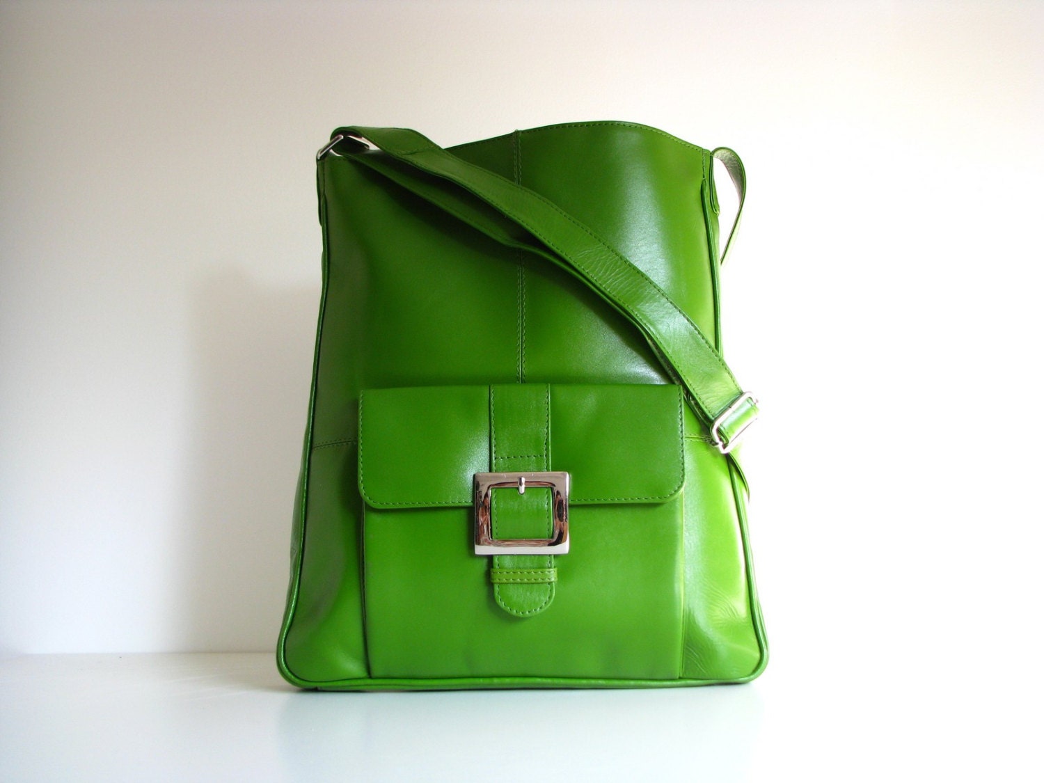 Leather Handbag Pocket Messenger Green