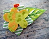 flower barrette - sorbet, organge, royal blue, green