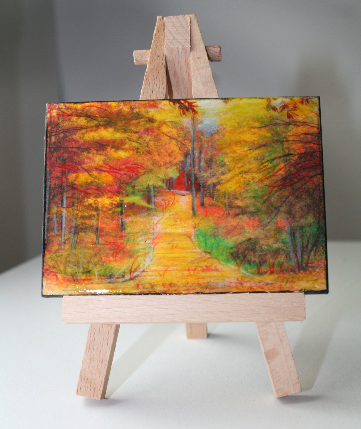Autumn trail, nature photography, art, landscape, miniature art, gift under 20