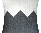 Modern Decorative Pillow - Big Grey Zig - Linen Blend