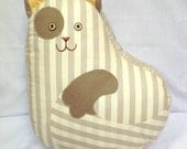 Big cat pillow in  neutral sand and cream