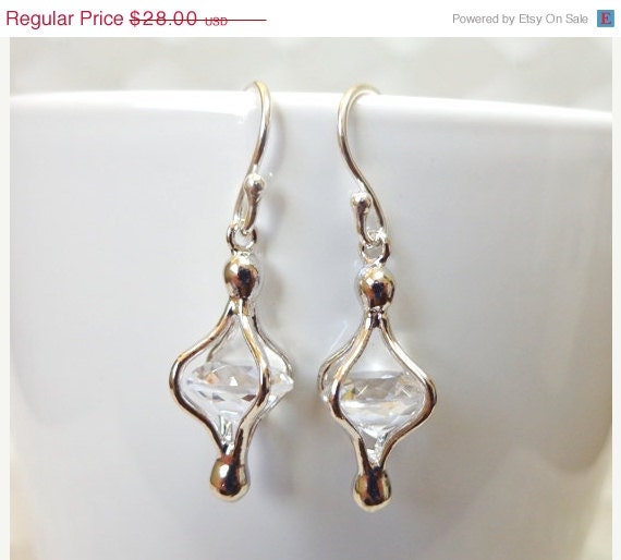 Sale 25% Off Caged Crystal Earrings