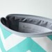 Cosmetic Bag With Personalized Message -  Aqua Chevron, White, Grey, Personalized Bridesmaid Gift